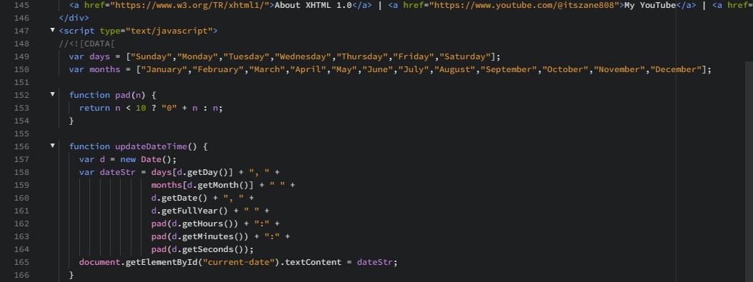"HTML code to display this website's footer, shown in Phoenix Code"